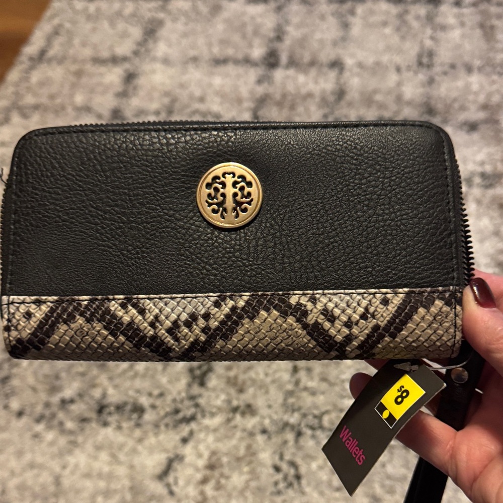 Black and Tan Wallet with Gold Accent